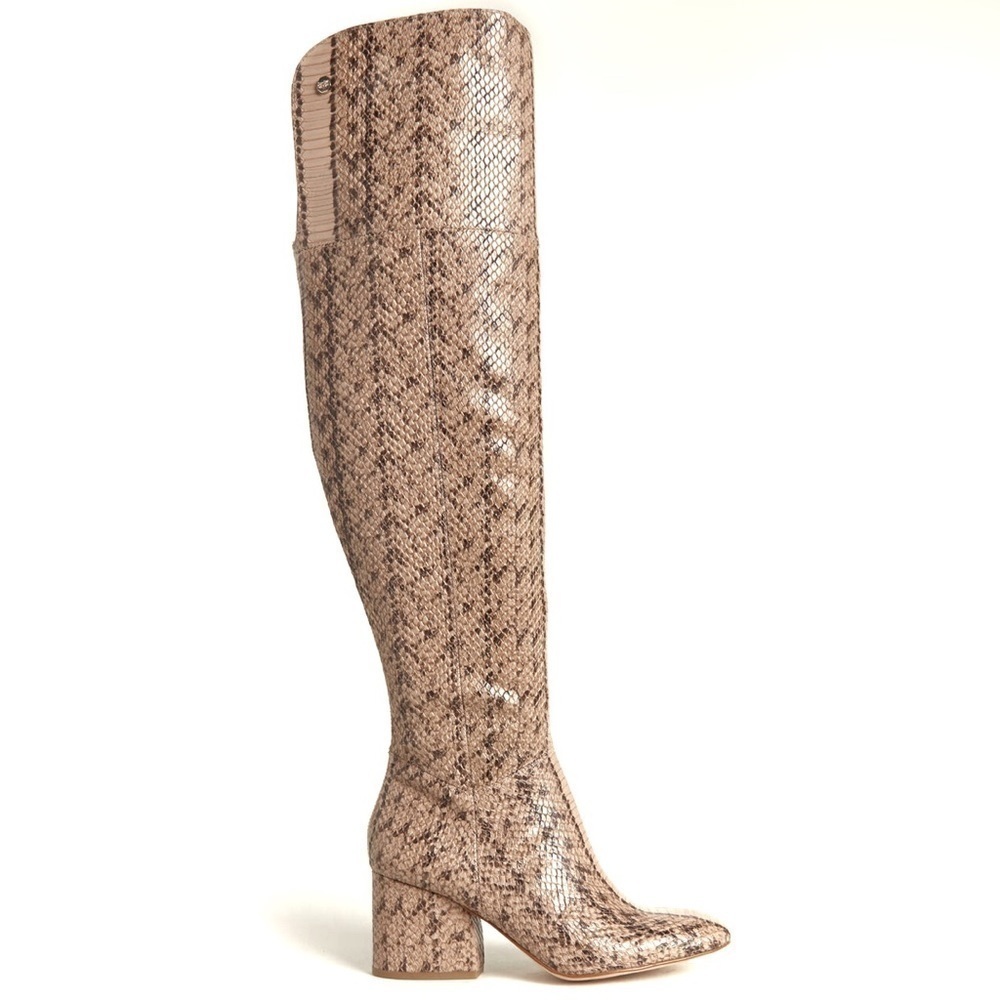 Louise et Cie Tan Snakeskin Over the Knee Boots